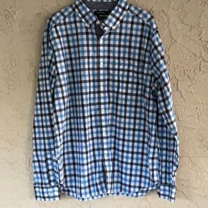 Nautica Brand  Men’s Checkered Button-up L/S Shirt Blue/White/Dark Blue  Sz XL